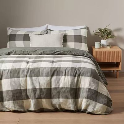 Caine check quilt cover set: $80