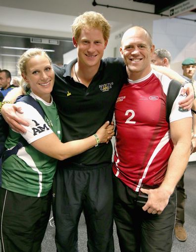Mike and Zara Tindall with Prince Harry
