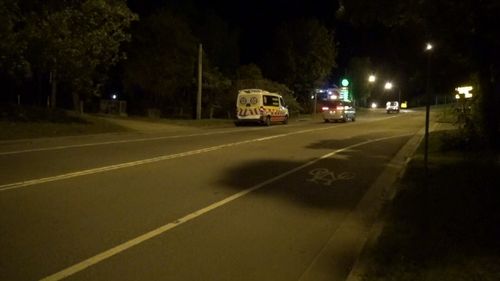 Ambulance crews at the scene of the hit and run last night.