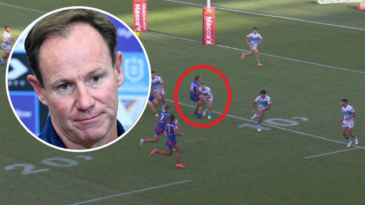 Gold Coast Titans coach Justin Holbrook was left frustrated by a Bunker call against the Knights
