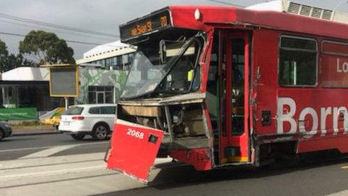 Tram damaged on bustling Melbourne road 