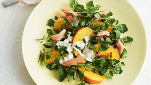 Smoked trout and peach salad