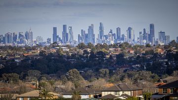 A view of the Melbourne skyline as seen from Gellibrand Hill Summit, Greenvale.