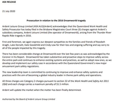 Statement from Ardent Leisure.