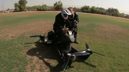 The vehicle can fly four metres into the sky and reach 100km/h.