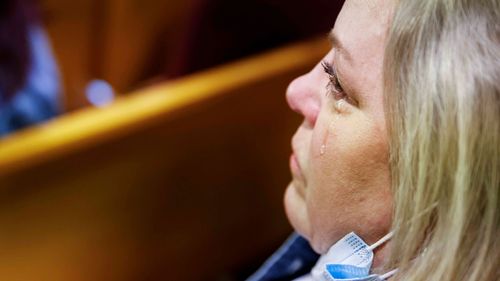 Ellen French House, daughter of victim Norma French sheds a tear as the verdict is read for serial killer Billy Chemirmir during the final day of his re-trial Thursday, April 28, 2022 at Frank Crowley Courts Building in Dallas.