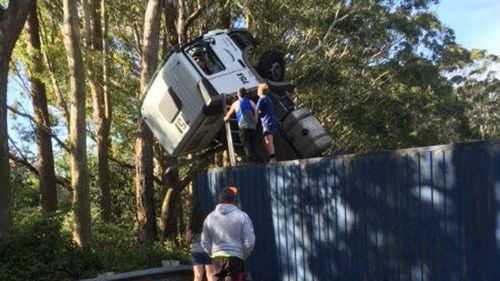 The truck roll-over closed the M1 this morning. (supplied)