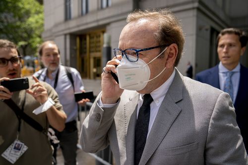 Kevin Spacey leaves court after testifying in a civil lawsuit, Thursday, May 26, 2022, in New York. 