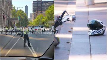 Moment driver flees after hitting policeman in CBD