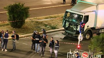 The truck used in the terror attack was riddled with bullets. (AFP)