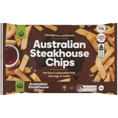 Woolworths Steakhouse Chips: 131 calories per serve