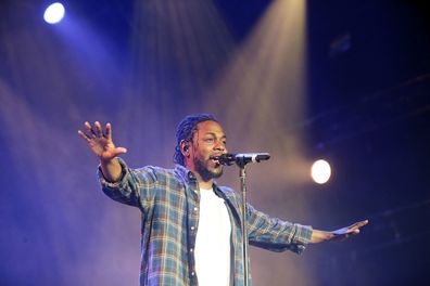 Kendrick Lamar performs live for fans at the 2016 Byron Bay Bluesfest on March 24, 2016 in Byron Bay, Australia.  (Photo by Mark Metcalfe/Getty Images)