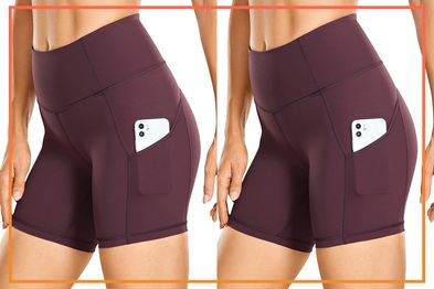 9PR: CRZ YOGA Women's Naked Feeling Light Buttery Soft Sport Shorts-High Waist Tummy Control Shorts 