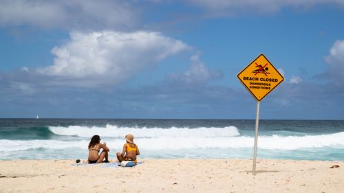 Tamarama Beach, one of the most dangerrous in NSW, is closed due to extreme currrents in Sydney. 19th February 2021 Photo: Janie Barrett
