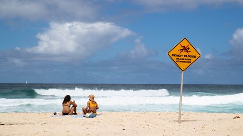 La plage de Tamarama, l'une des plus dangereuses de NSW, est fermée en raison de courants extrêmes à Sydney.  19 février 2021 Photo : Janie Barrett