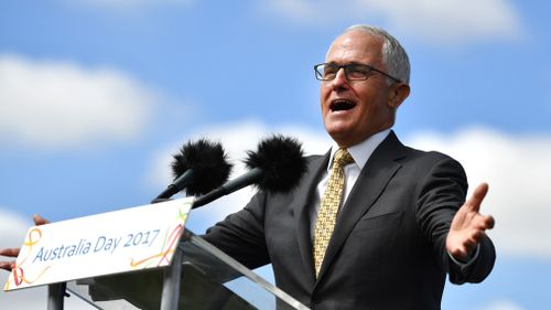 Prime Minister Malcolm Turnbull attends an Australia Day Citizenship Ceremony and Flag Raising event in Canberra on January 26, 2017. (AAP)