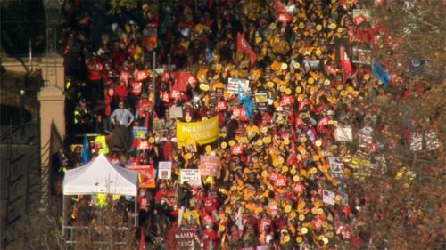 Catholic and public school teachers strike in Sydney