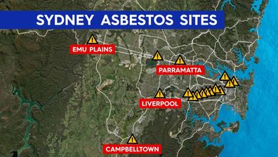 Sydney asbestos mulch sites map