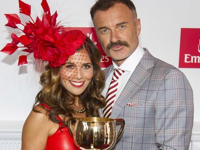 Julian McMahon with wife Kelly McMahon at the Emirates Marquee on Melbourne Cup Day at Flemington Racecourse on November 3, 2015 in Melbourne, Australia.  