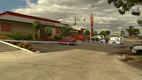 The injured man was found in the car park of a nearby fast food outlet. (9NEWS)