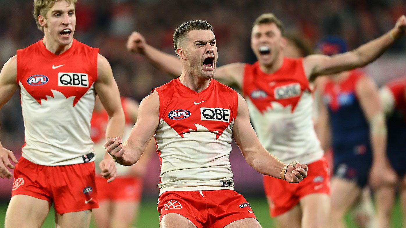 Sydney&#x27;s Tom Papley celebrates a goal against Melbourne