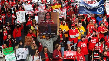 Catholic and public school teachers strike in Sydney