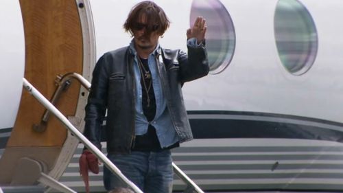 Johnny Depp upon arrival on the Gold Coast.