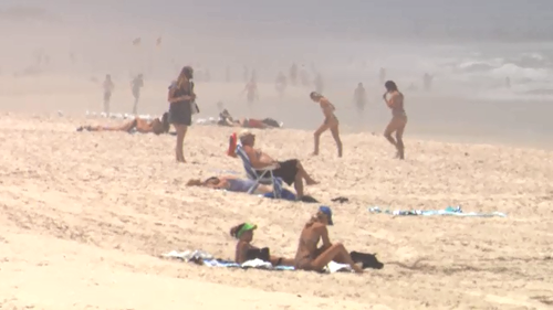 Gold Coast beach in heatwave.