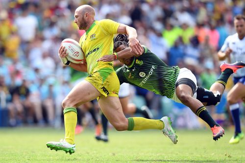 James Stannard in action against South Africa in the Sydney Sevens semi-final in February last year. Picture: AAP