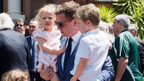 Ben Fordham at his father's funeral.