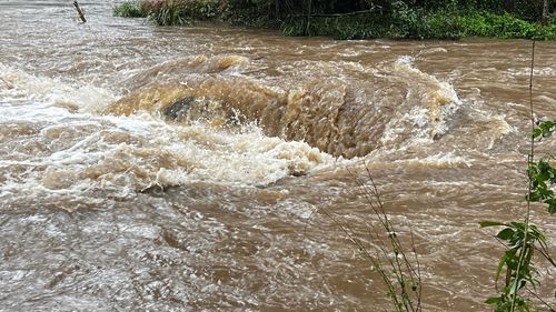 Car submerged by floodwaters on NSW Mid North Coast.