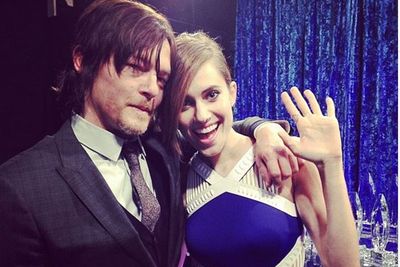 peopleschoice: Allison Williams and Norman Reedus pose together before they go on stage to present! #peopleschoice