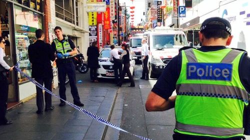 Police are investigating the circumstances leading to the altercation in Little Bourke Street. (9NEWS, Andrew Nelson)