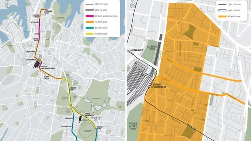 The new speed limit zones in Sydney.