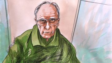 Court sketch of former Hey Dad! star and convicted child sex offender Robert Hughes.