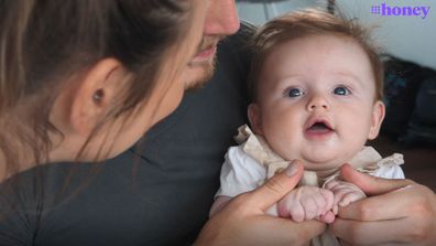 Tom Burgess, Tahlia Giumelli and daughter Sophie