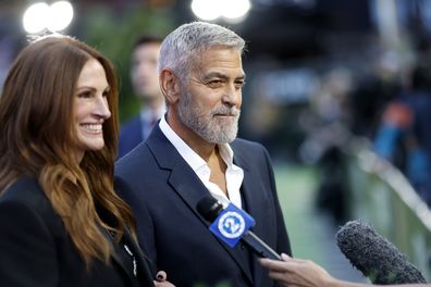 Julia Roberts and George Clooney attend the World Premiere of "Ticket to Paradise" at Odeon Luxe Leicester Square on September 07, 2022 in London, England