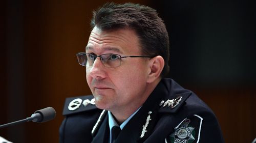 AFP Commissioner Reece Kershaw appeared before a Senate Estimates hearing at Parliament House today.