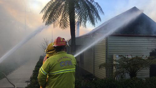 A heritage-listed pub south-east of Melbourne has been destroyed by a fierce blaze this morning.