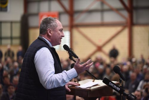 The former Agriculture Minister was given a rock star reception at the crisis meeting. Picture: AAP