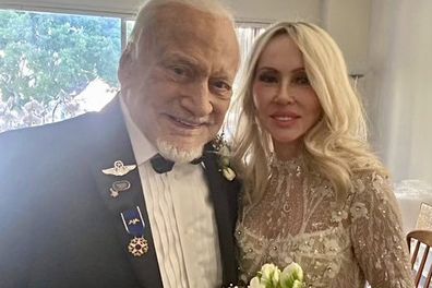 Retired astronaut Buzz Aldrin shared a photo on Twitter of his wedding to Dr. Anca Faur.