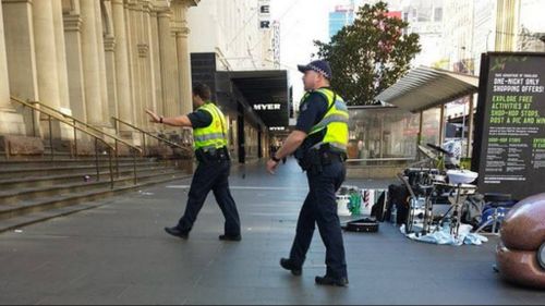 Police are conducting safety checks at the Bourke Street mall. (Twitter)