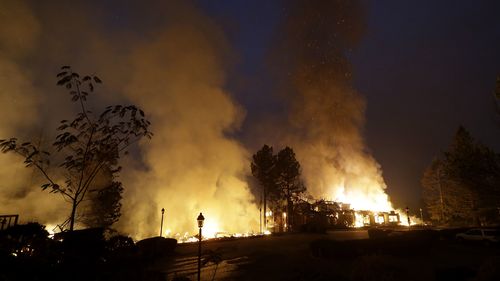 Smoke and flames from fire at the Hilton Sonoma Wine Country hotel in Santa Rosa, Calif. (AP)