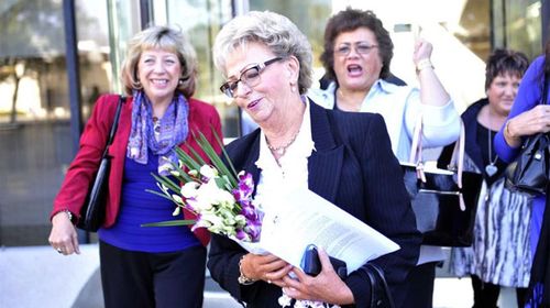 Roseanne Beckett leaves the High Court in Canberra in 2013 two decades after she was convicted for murdering her ex-husband. (AAP)