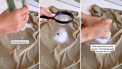 Cleaning TikTok laundry hack oil stain