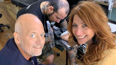 Triple M star Robin Bailey getting her husband Sean Pickwell's heartbeat tattooed on her. 