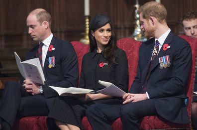 Meghan Markle, Prince Harry and Prince William at the 2018 ANZAC Day Service