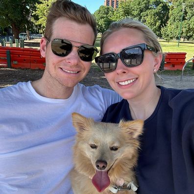 Steve Smith and Dani Willis with their dog Bailey