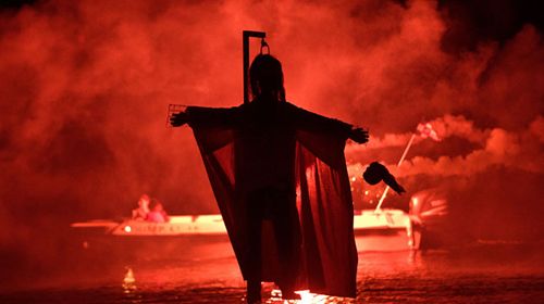 The effigy of Judas is burnt during the revival of the old Easter tradition of the "burning of the Judas", in the port town of Ermioni, in the Peloponnese peninsula, southwest of Athens. (AP).