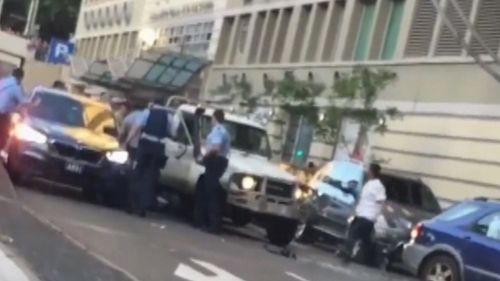 Police smashed the ute's windows to arrest the driver.